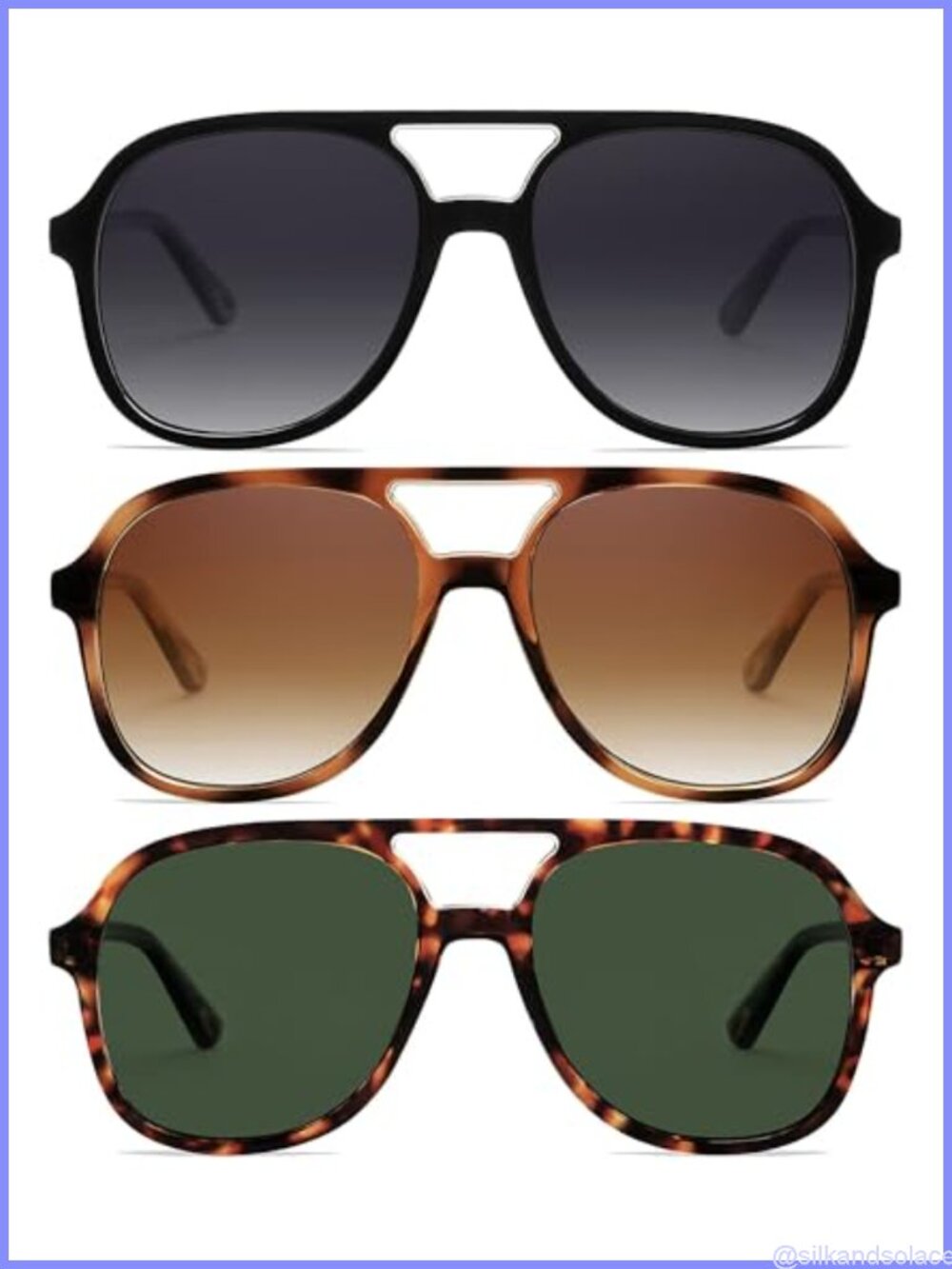 Retro Aviator Polarized Sunglasses UV400 3-Pack Case Cloth Pouch